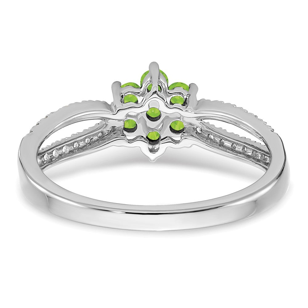 Peridot Cabochon and 1/5 carat Diamond Floral Ring - WBC