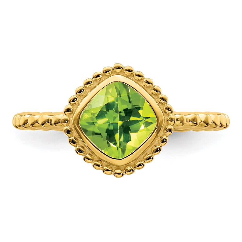Cushion Peridot Bezel Ring - WBC