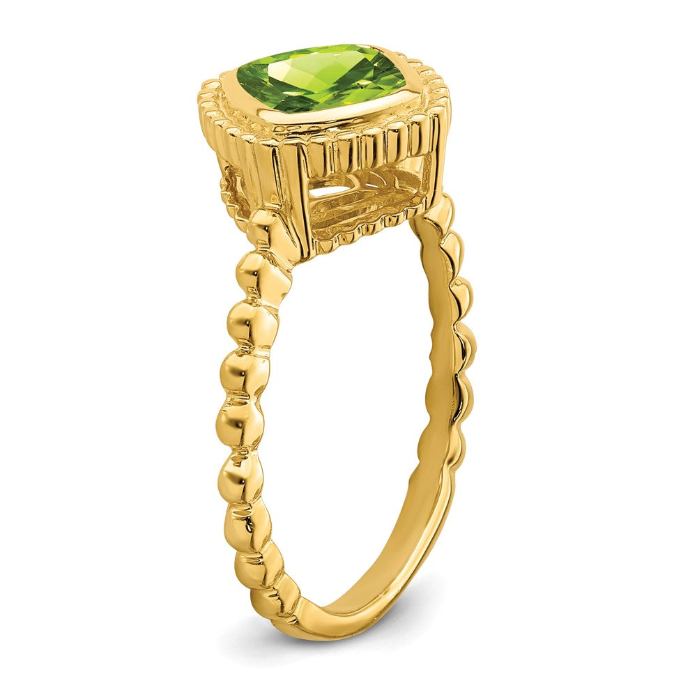 Cushion Peridot Bezel Ring - WBC