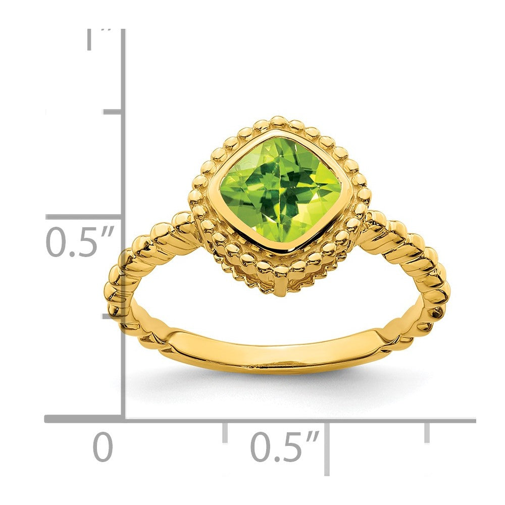 Cushion Peridot Bezel Ring - WBC