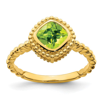 Cushion Peridot Bezel Ring - WBC
