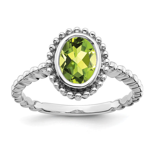 Oval Peridot Bezel Ring - WBC