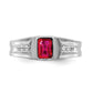 IB Goodman Emerald-cut Lab-Created Ruby and 1/10 carat Diamond Mens Ring - WBC