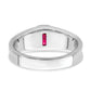 IB Goodman Emerald-cut Lab-Created Ruby and 1/10 carat Diamond Mens Ring - WBC