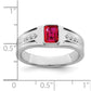 IB Goodman Emerald-cut Lab-Created Ruby and 1/10 carat Diamond Mens Ring - WBC