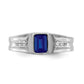 IB Goodman Emerald-cut Lab-Created Sapphire and 1/10 carat Diamond Mens Ring - WBC