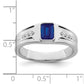 IB Goodman Emerald-cut Lab-Created Sapphire and 1/10 carat Diamond Mens Ring - WBC