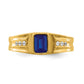 IB Goodman Emerald-cut Lab-Created Sapphire and 1/10 carat Diamond Mens Ring - WBC