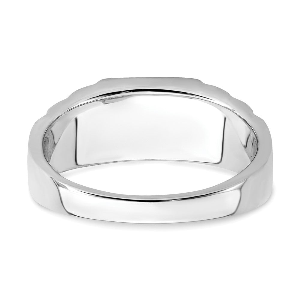 IB Goodman Two-tone Square Lab-Created Sapphire and 1/20 carat Diamond Mens Ring - WBC