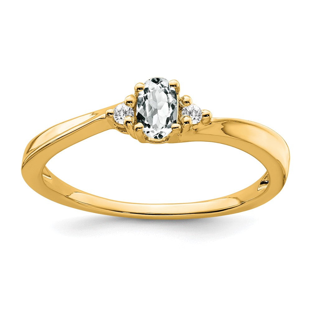 5x3 Oval April/ Topaz and Diamond Ring - WBC