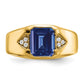 IB Goodman Emerald-cut Lab-Created Sapphire and 1/10 carat Diamond Mens Ring - WBC