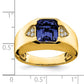 IB Goodman Emerald-cut Lab-Created Sapphire and 1/10 carat Diamond Mens Ring - WBC