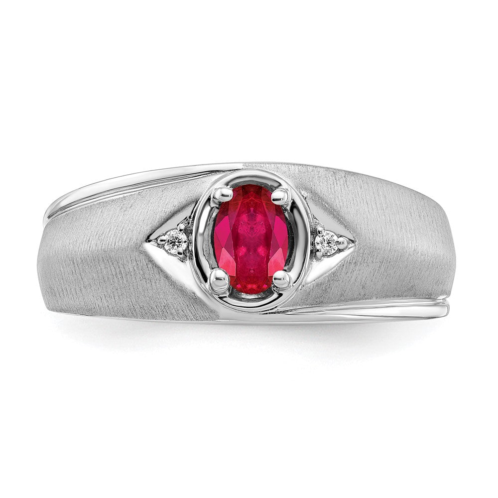 IB Goodman Polished and Satin Oval Ruby and Diamond Mens Ring - WBC