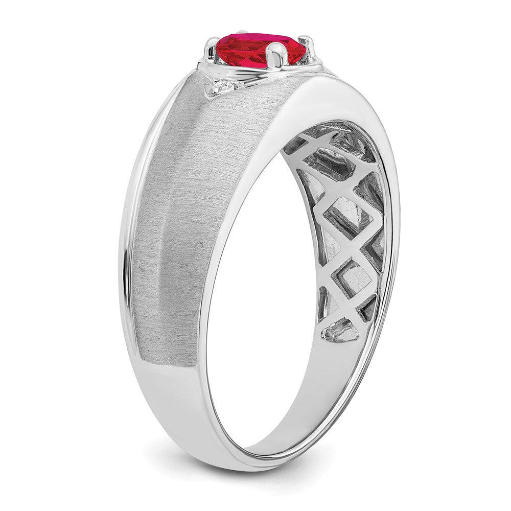 IB Goodman Polished and Satin Oval Ruby and Diamond Mens Ring - WBC