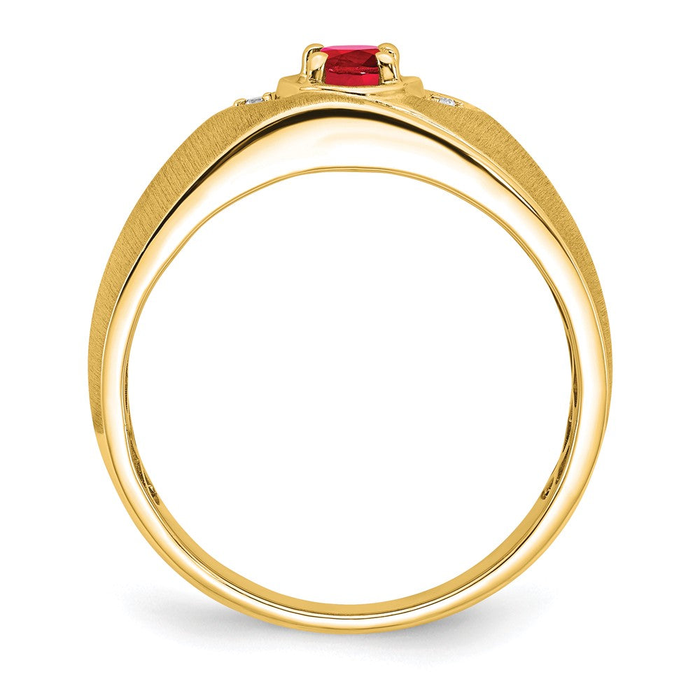 IB Goodman Polished and Satin Oval Ruby and Diamond Mens Ring - WBC