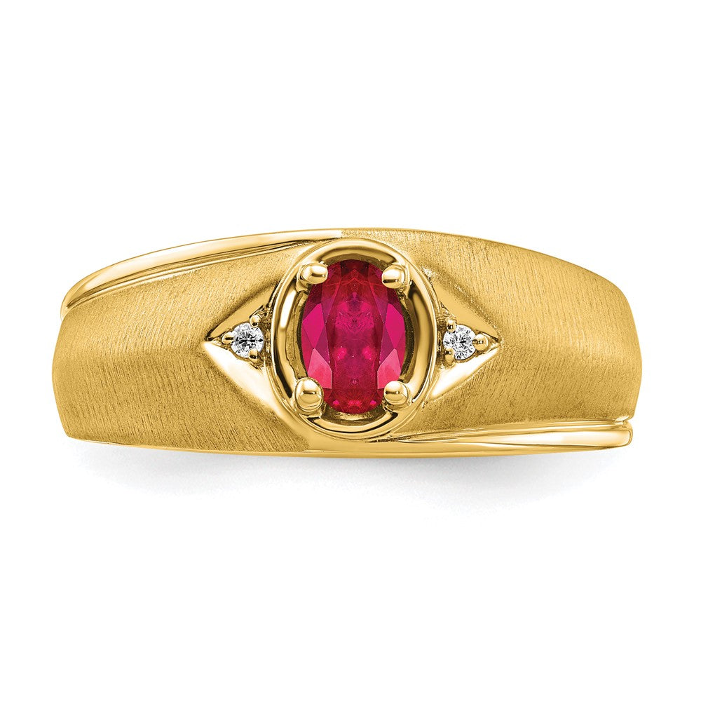 IB Goodman Polished and Satin Oval Ruby and Diamond Mens Ring - WBC