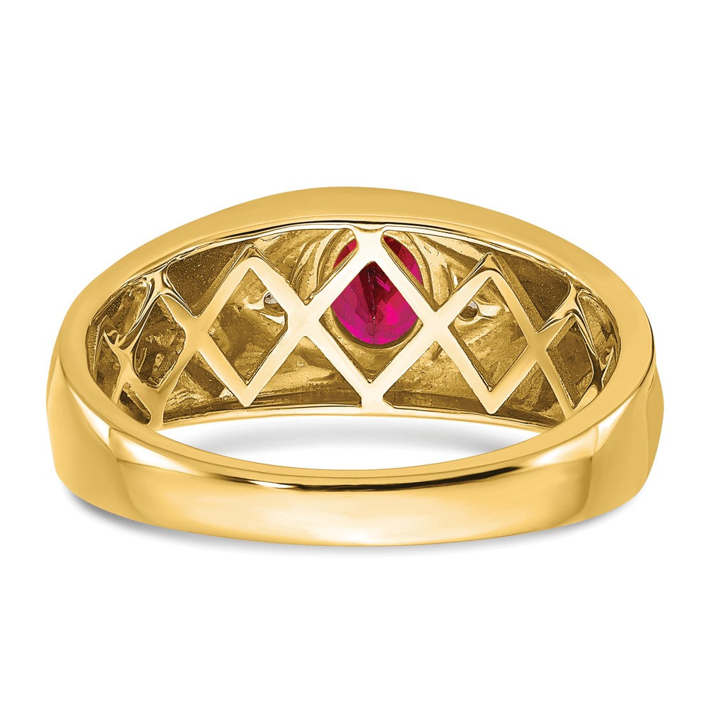 IB Goodman Polished and Satin Oval Ruby and Diamond Mens Ring - WBC
