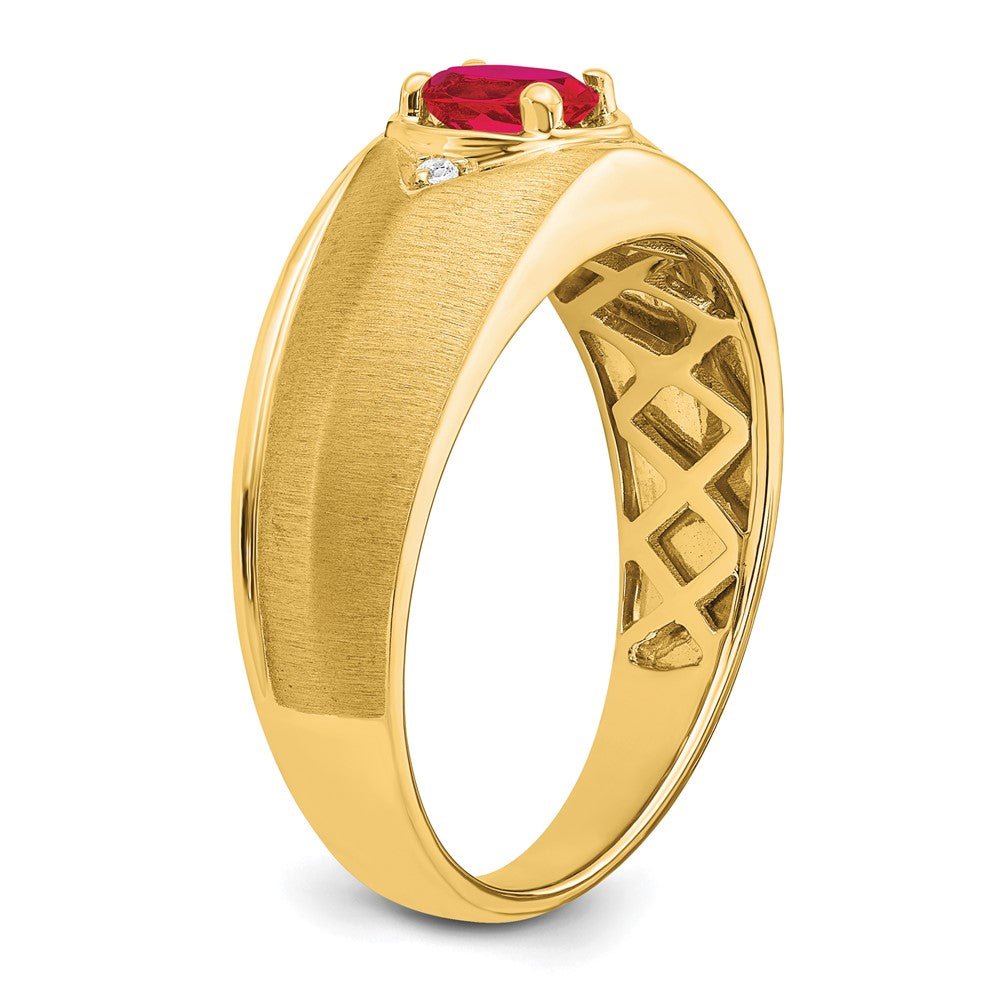IB Goodman Polished and Satin Oval Ruby and Diamond Mens Ring - WBC
