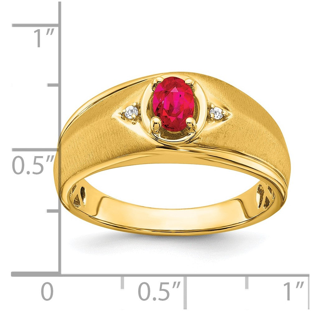 IB Goodman Polished and Satin Oval Ruby and Diamond Mens Ring - WBC