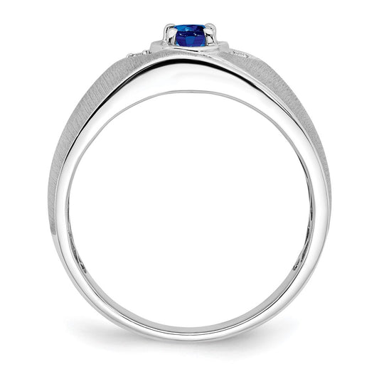 IB Goodman Polished and Satin Oval Sapphire and Diamond Mens Ring - WBC