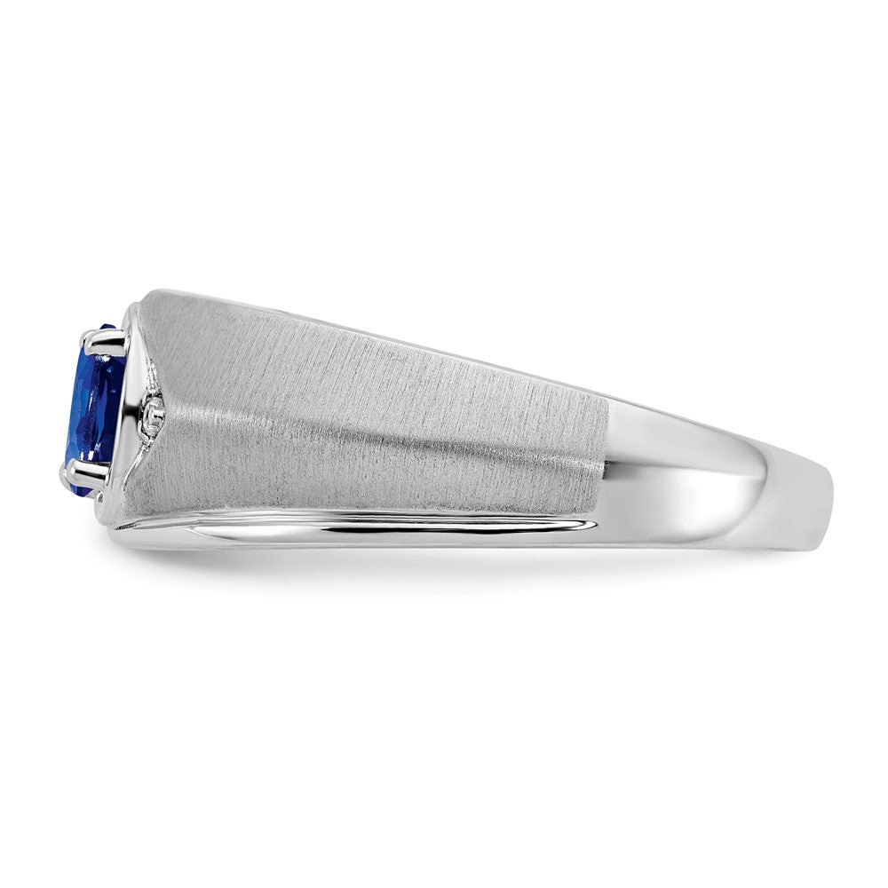 IB Goodman Polished and Satin Oval Sapphire and Diamond Mens Ring - WBC
