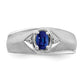 IB Goodman Polished and Satin Oval Sapphire and Diamond Mens Ring - WBC