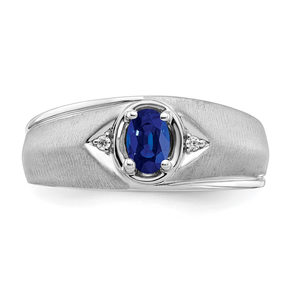 IB Goodman Polished and Satin Oval Sapphire and Diamond Mens Ring - WBC