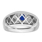 IB Goodman Polished and Satin Oval Sapphire and Diamond Mens Ring - WBC