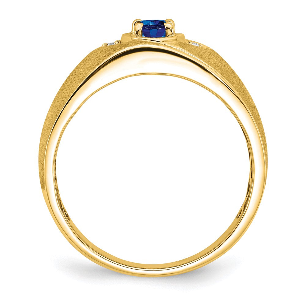 IB Goodman Polished and Satin Oval Sapphire and Diamond Mens Ring - WBC