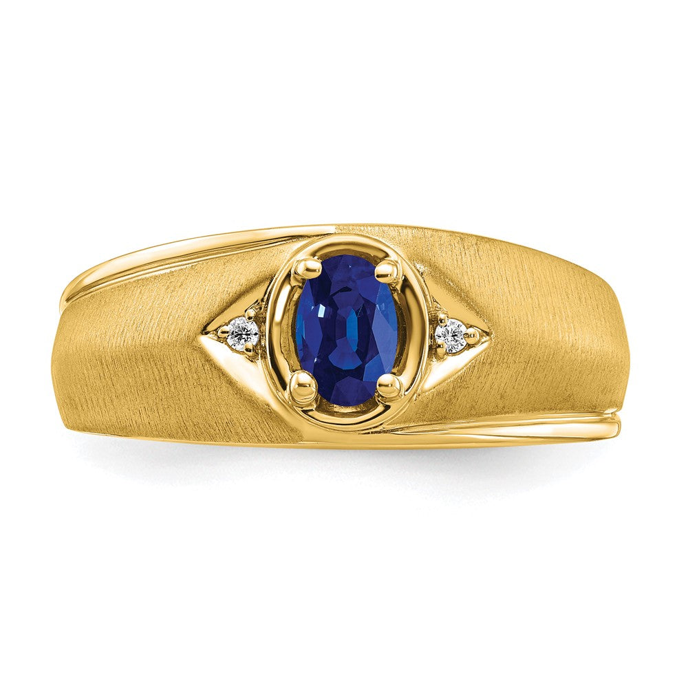 IB Goodman Polished and Satin Oval Sapphire and Diamond Mens Ring - WBC