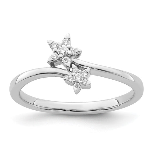 1/10 carat Diamond Two Stars Bypass Ring - WBC