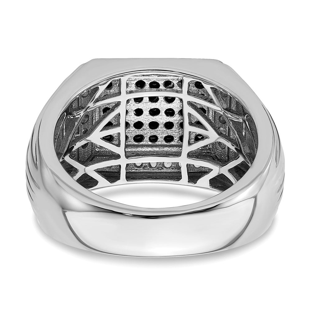 IB Goodman Polished Black and Sapphire Cluster Mens Ring - WBC