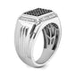 IB Goodman Polished Black and Sapphire Cluster Mens Ring - WBC
