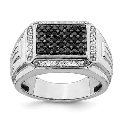 IB Goodman Polished Black and Sapphire Cluster Mens Ring - WBC