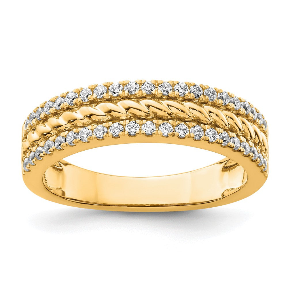 Polished 1/3 carat Diamond 3-Row Fashion Ring - WBC