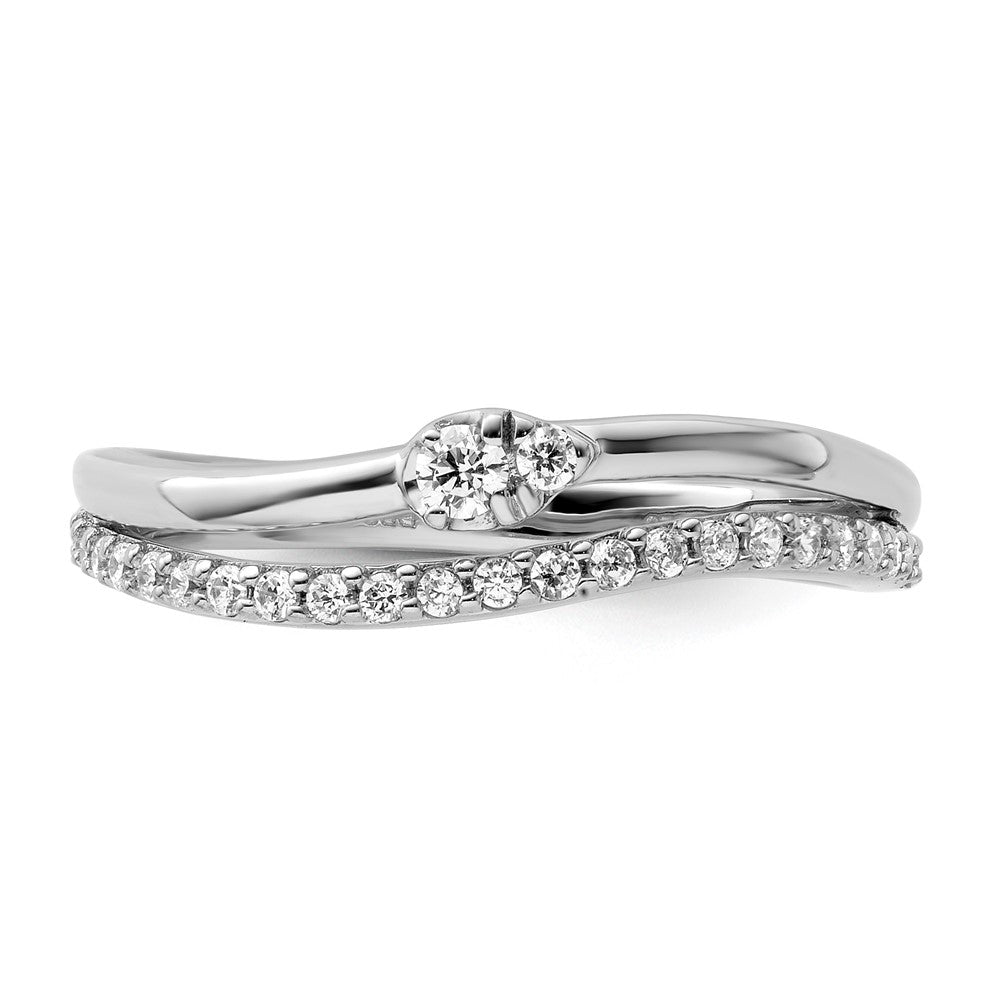 Polished 1/4 carat Diamond Double Band Curved Ring - WBC