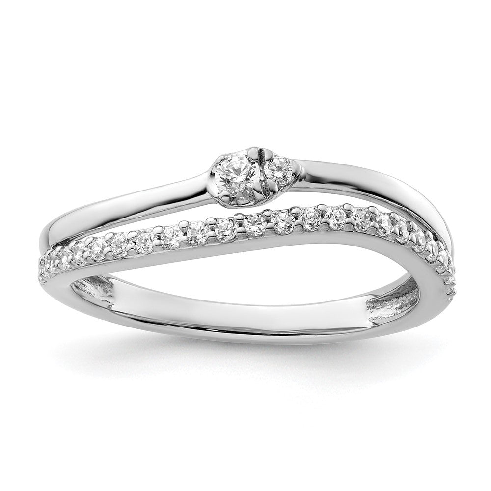 Polished 1/4 carat Diamond Double Band Curved Ring - WBC