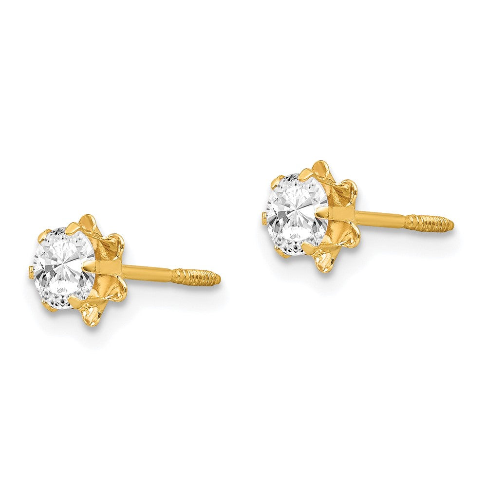 Madi K Round CZ April Birthstone Screwback Post Earrings - WBC