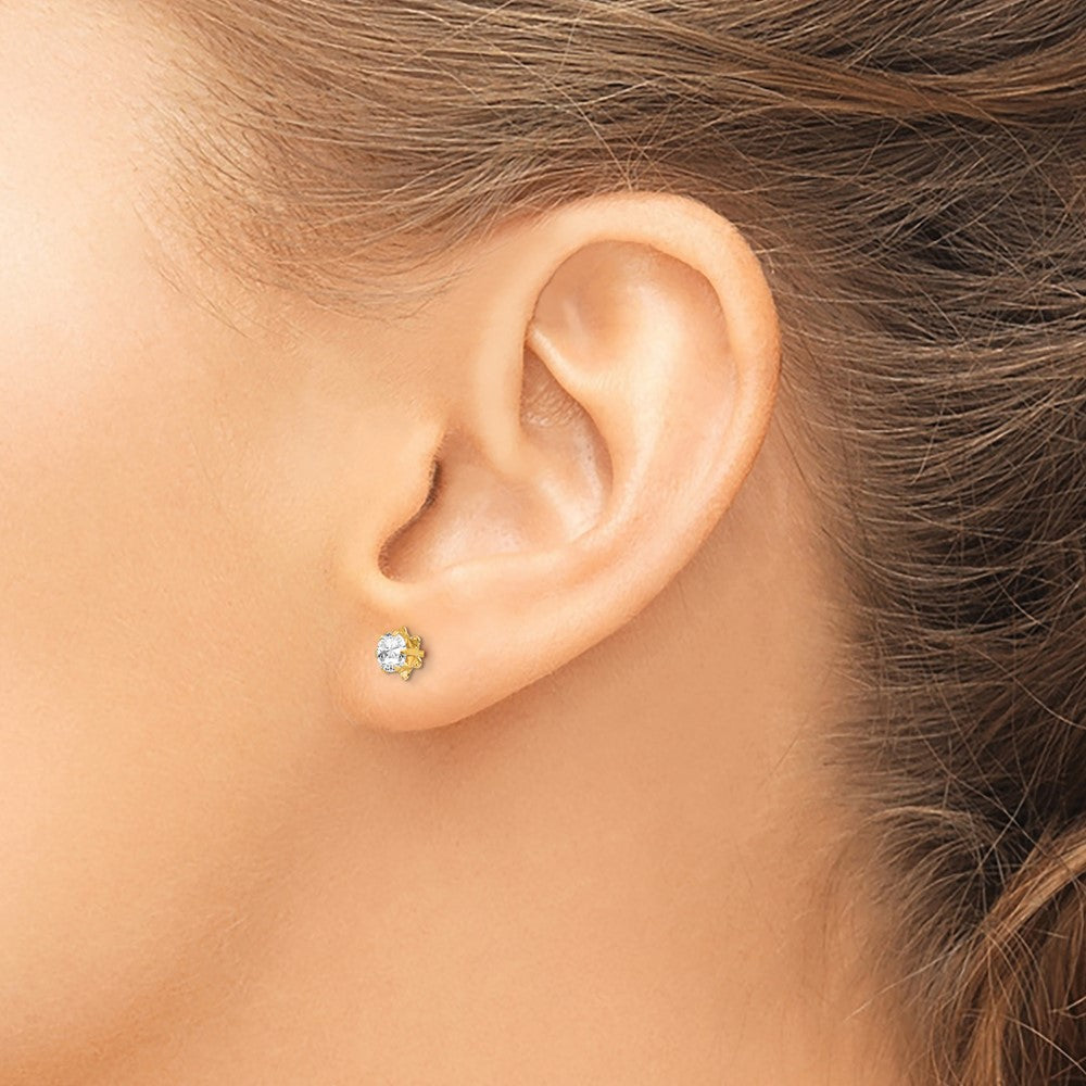 Madi K Round CZ April Birthstone Screwback Post Earrings - WBC