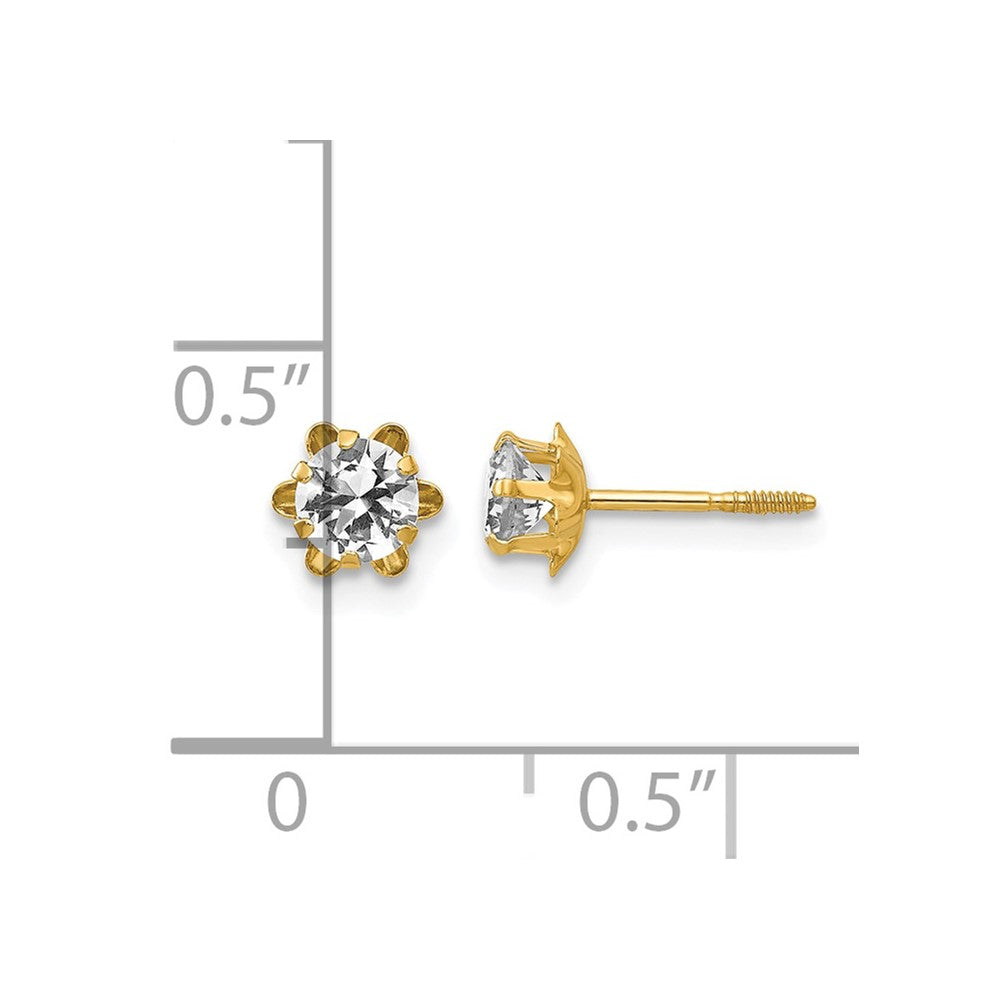 Madi K Round CZ April Birthstone Screwback Post Earrings - WBC