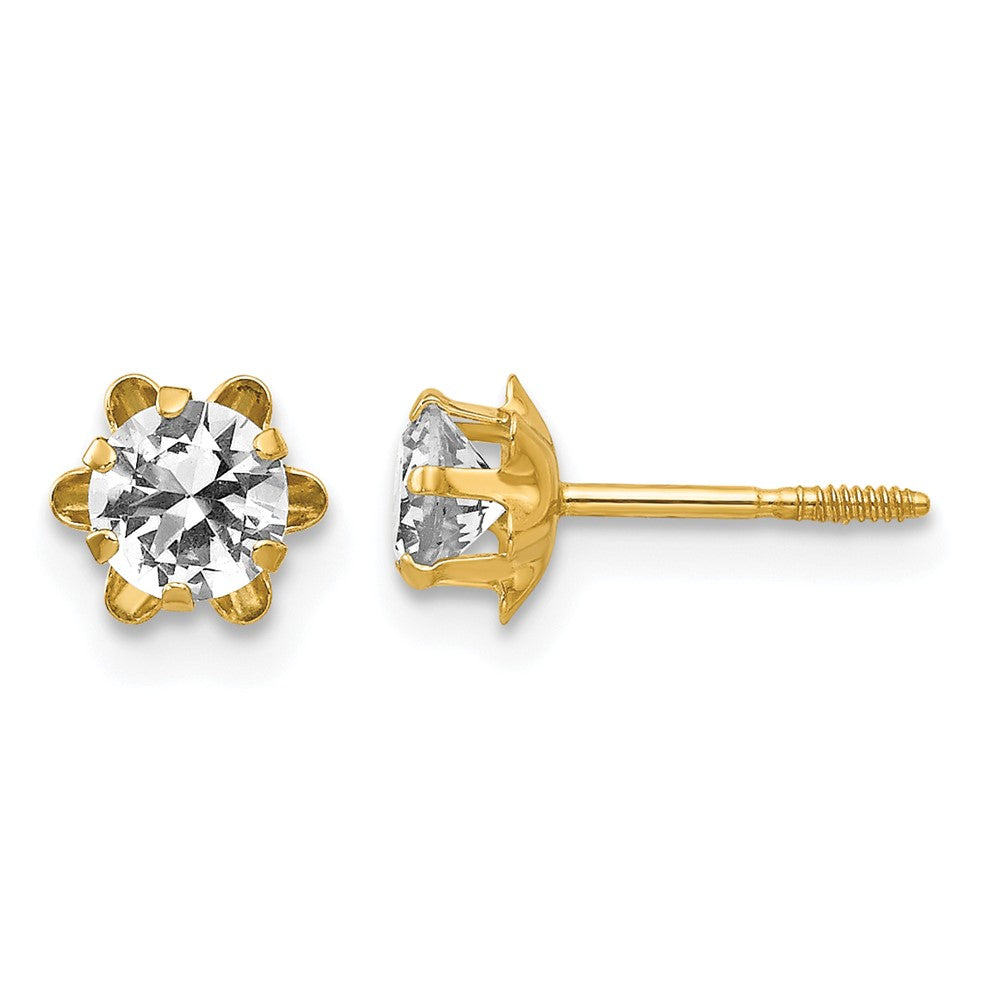Madi K Round CZ April Birthstone Screwback Post Earrings - WBC