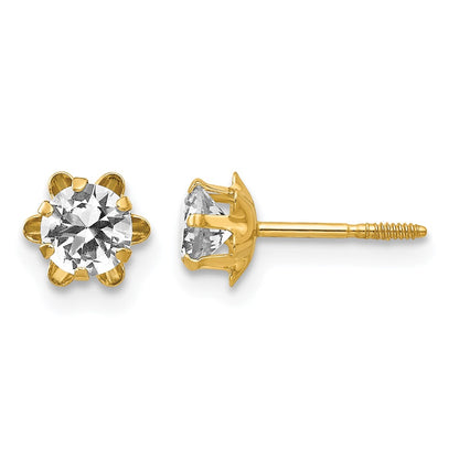 Madi K Round CZ April Birthstone Screwback Post Earrings - WBC