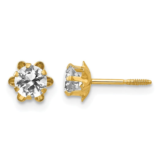 Madi K Round CZ April Birthstone Screwback Post Earrings - WBC