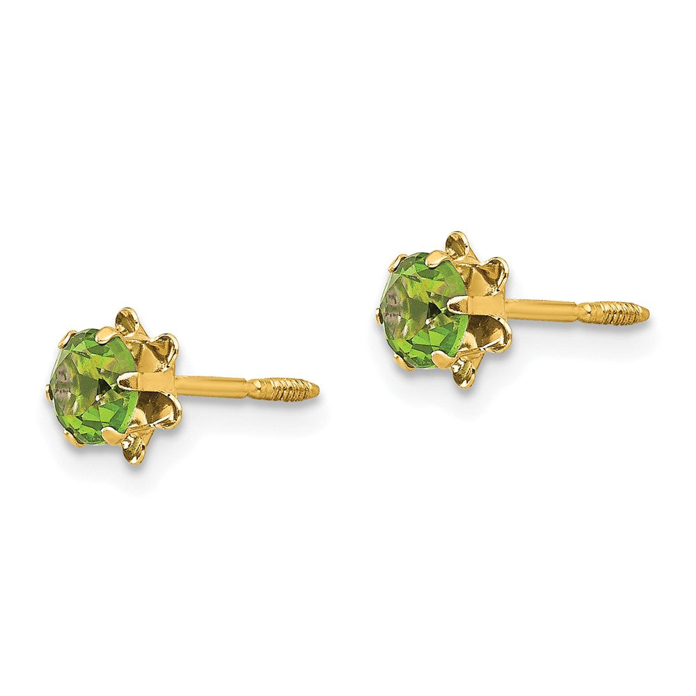 Madi K Round CZ August Birthstone Screwback Post Earrings - WBC