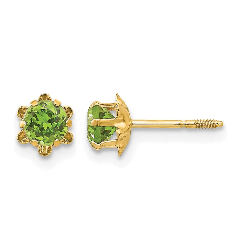 Madi K Round CZ August Birthstone Screwback Post Earrings - WBC