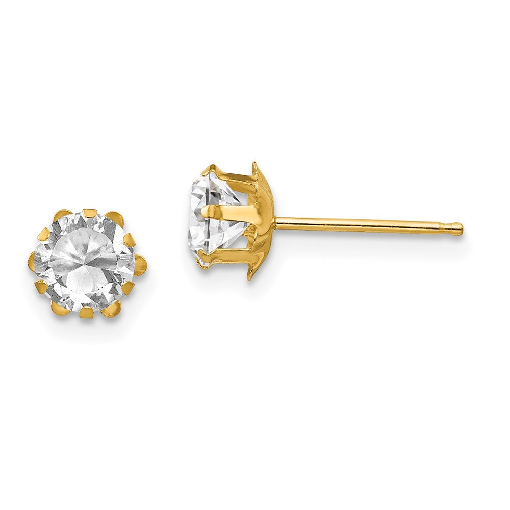 Madi K Round CZ April Birthstone Post Earrings - WBC