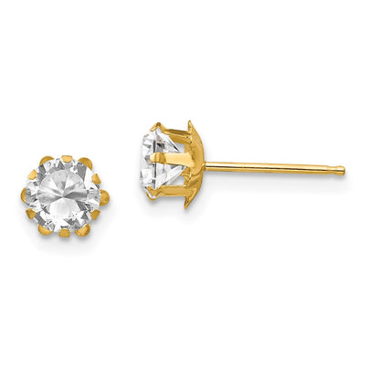 Madi K Round CZ April Birthstone Post Earrings - WBC