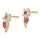 Madi K Clear and Red CZ Flower Childrens Post Earrings - WBC