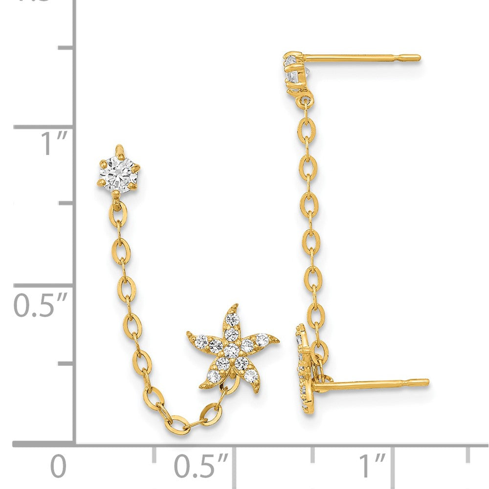 Madi K CZ Starfish Double Post with Chain Single Earring - WBC
