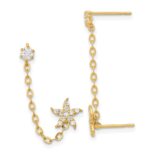 Madi K CZ Starfish Double Post with Chain Single Earring - WBC